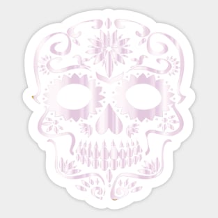 White Day of the Dead Sugar Skull Head Sticker
